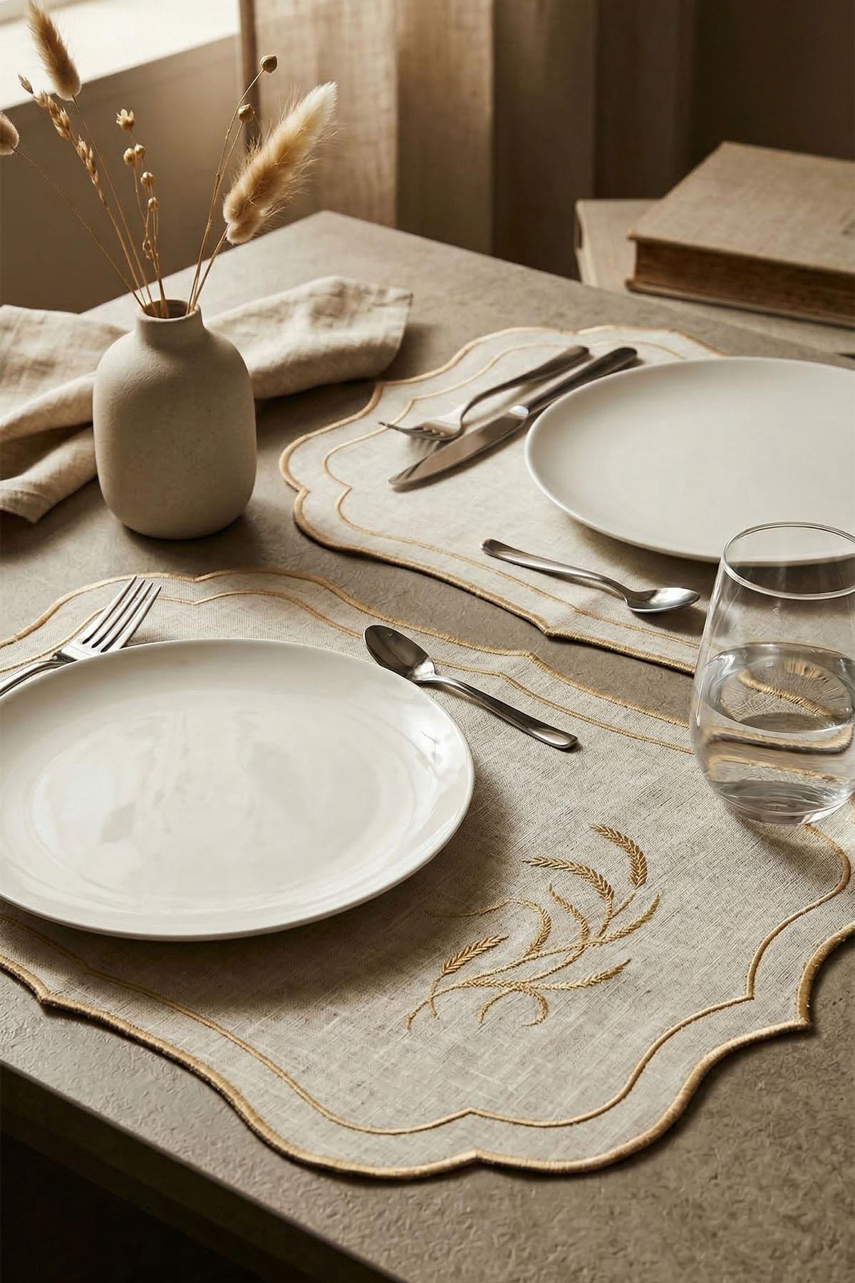 Tovaglietta Americana Antimacchia con Ricamo a Spiga (35 x 50 cm)