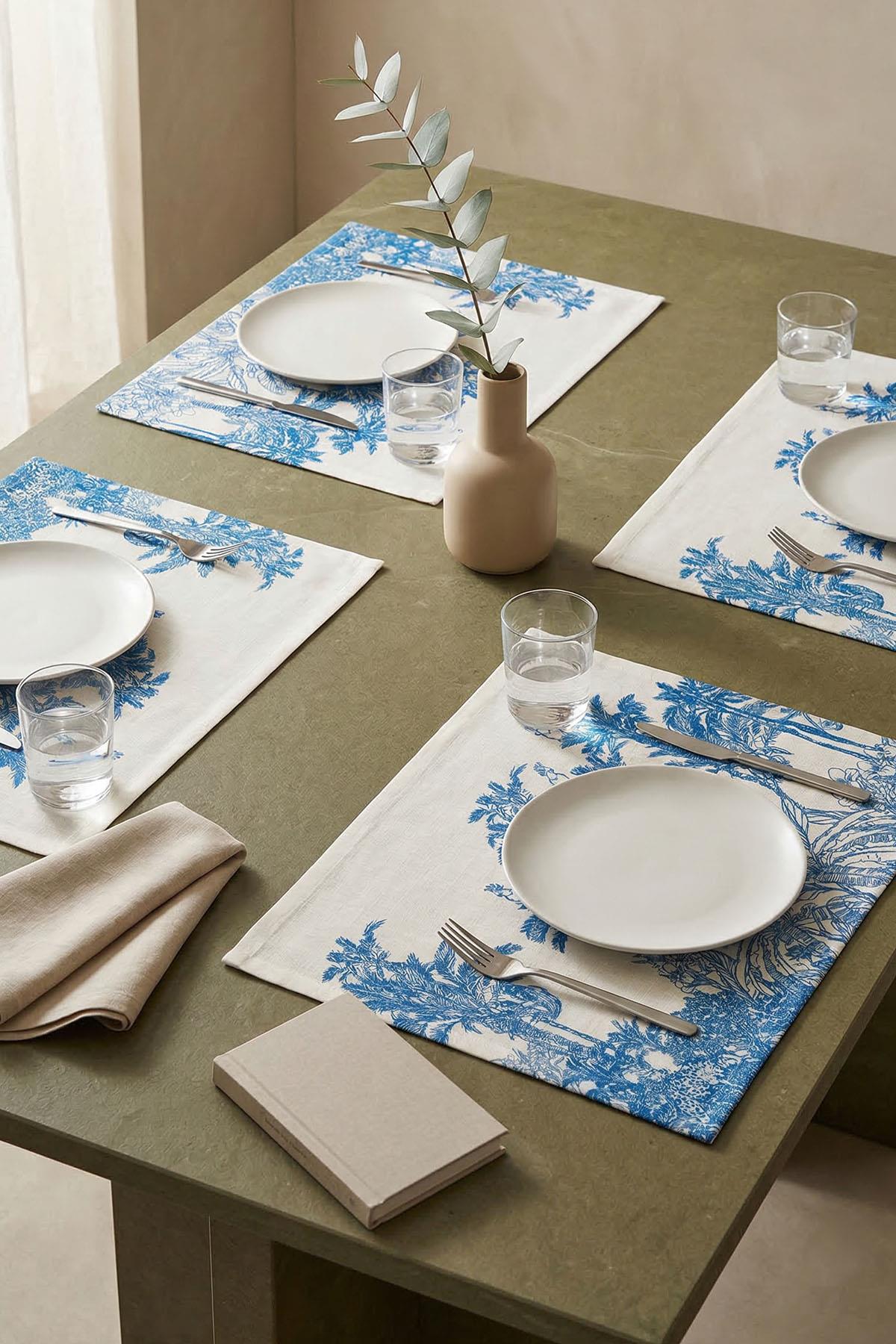 Set di 4 tovagliette americane antimacchia con motivo botanico (35 x 45 cm)