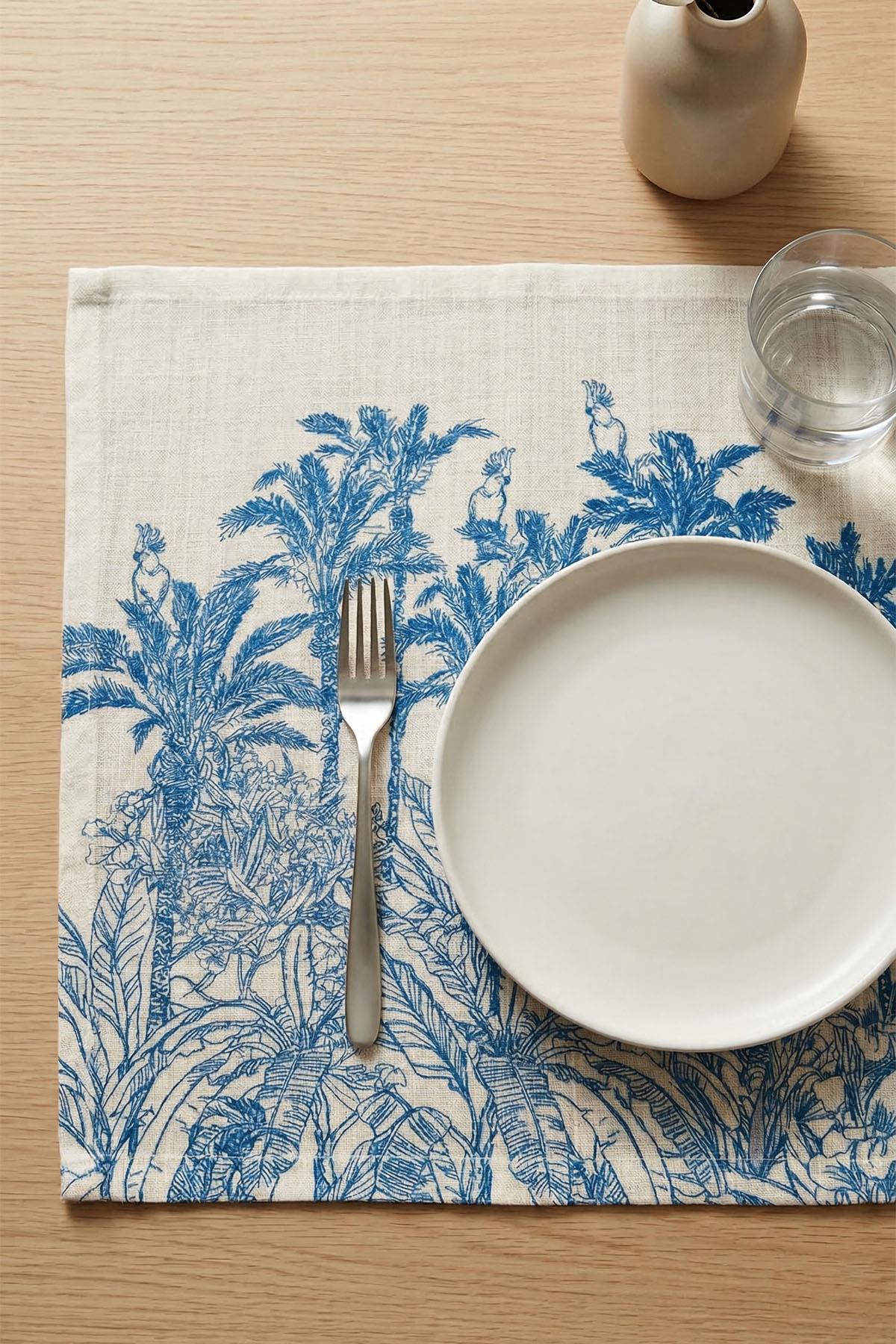 Set di 4 tovagliette americane antimacchia con motivo botanico (35 x 45 cm)