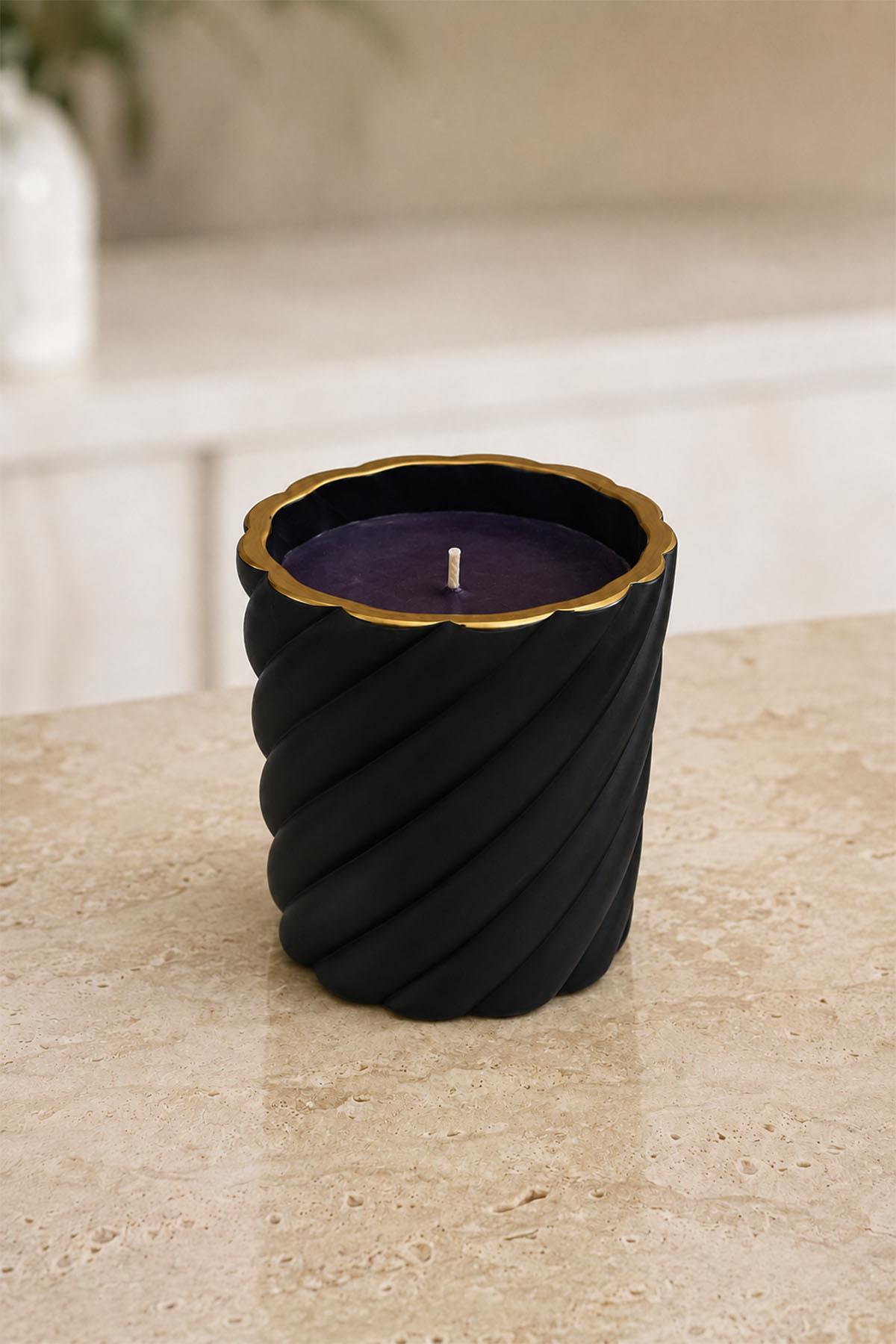Candela a spirale Devin nera e oro (10 cm)