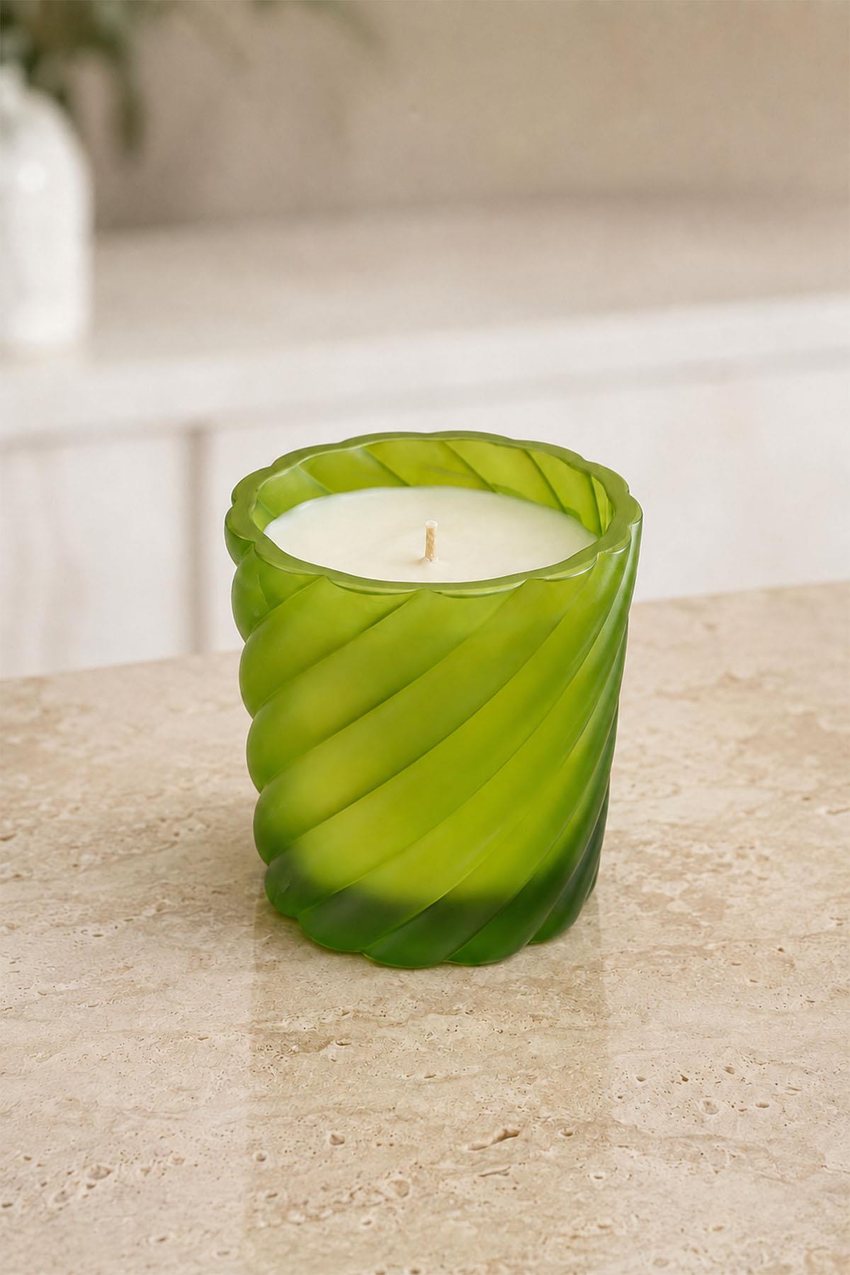Candela a spirale verde Devin (10 cm)