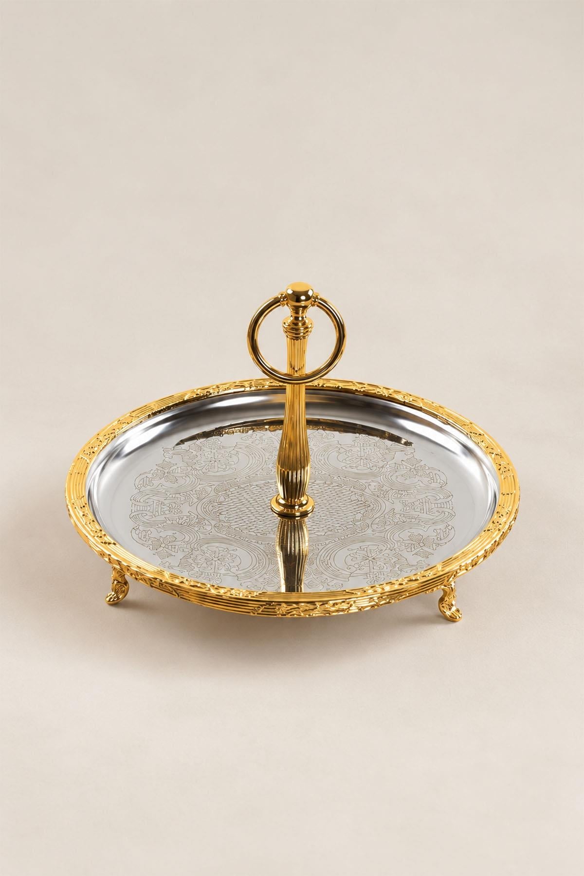 Vassoio da portata Kessa color oro con manici (26 cm)