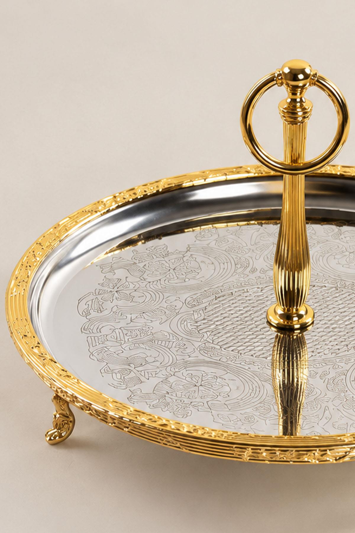 Vassoio da portata Kessa color oro con manici (30 cm)