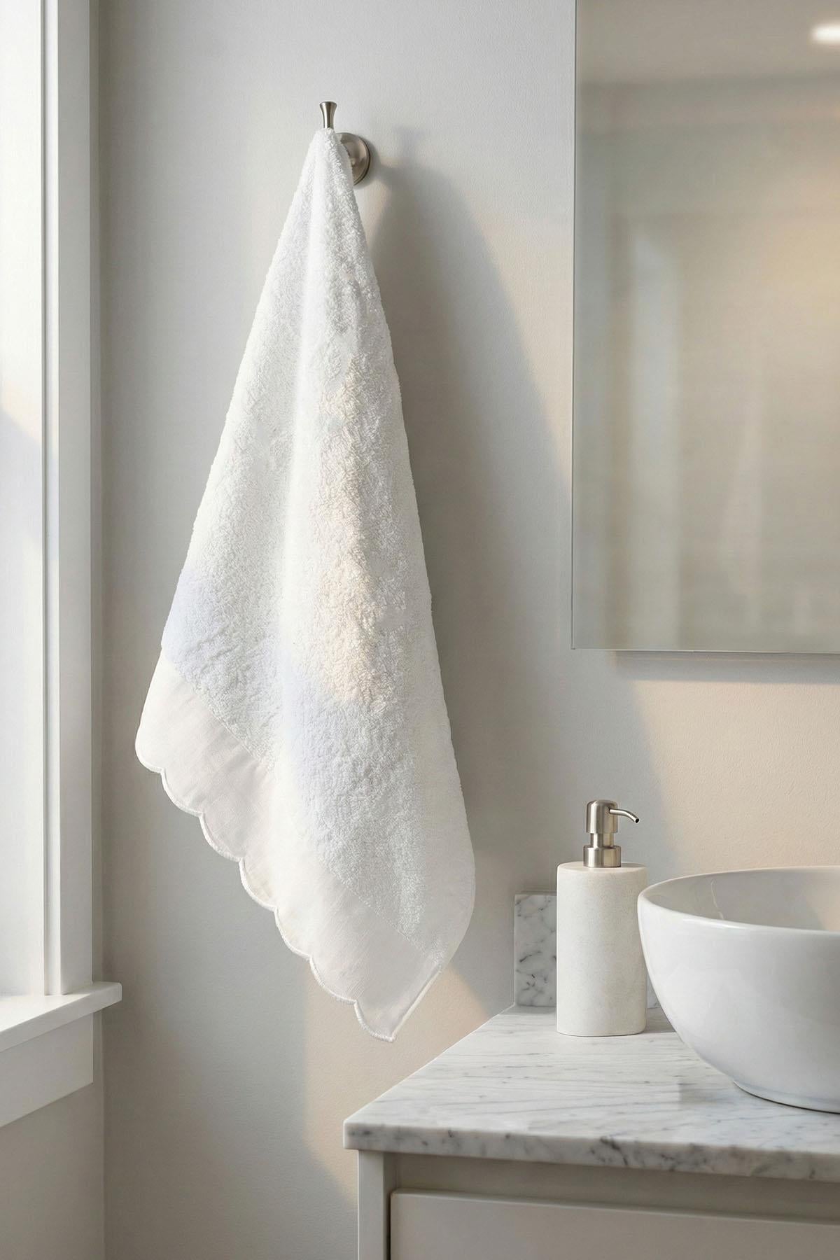 Asciugamano viso Elora con ricamo a righe (50 x 90 cm)