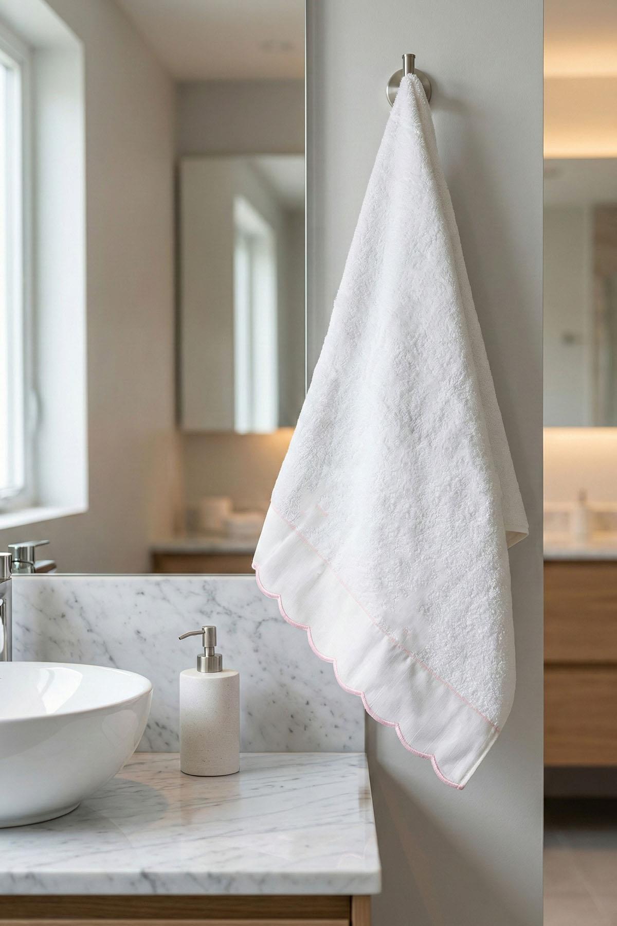 Asciugamano viso Elora con ricamo a righe (50 x 90 cm)