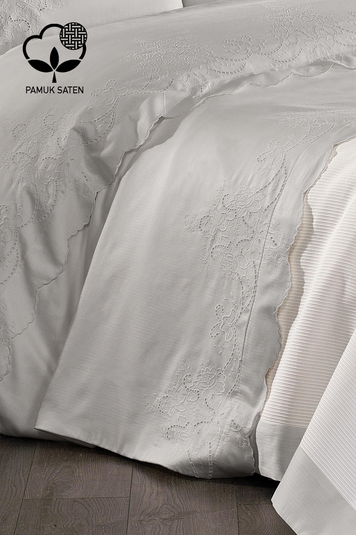 Set copripiumino e copriletto 7 pezzi Hanedan ricamato Super King Size - Nazik Home - Valore alla mia casa!