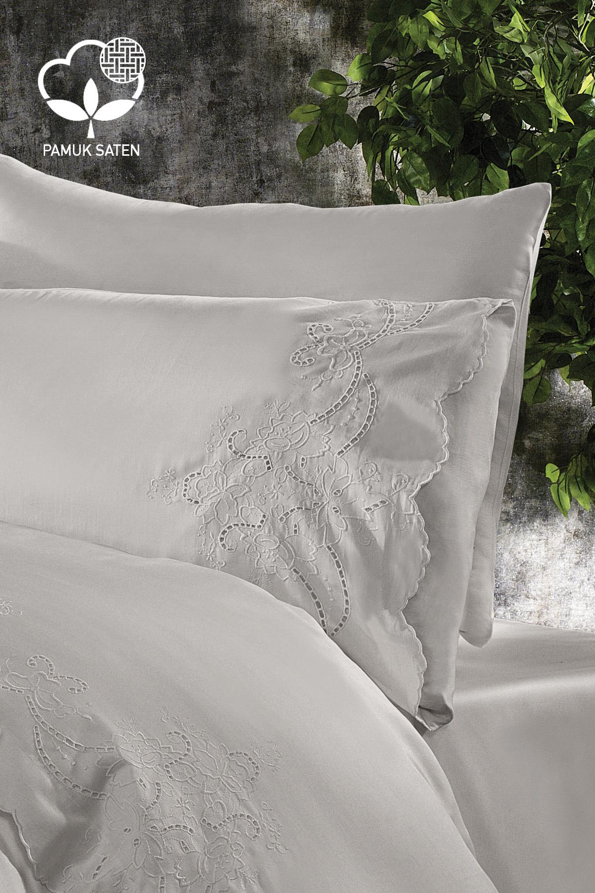 Set copripiumino e copriletto 7 pezzi Hanedan ricamato Super King Size - Nazik Home - Valore alla mia casa!