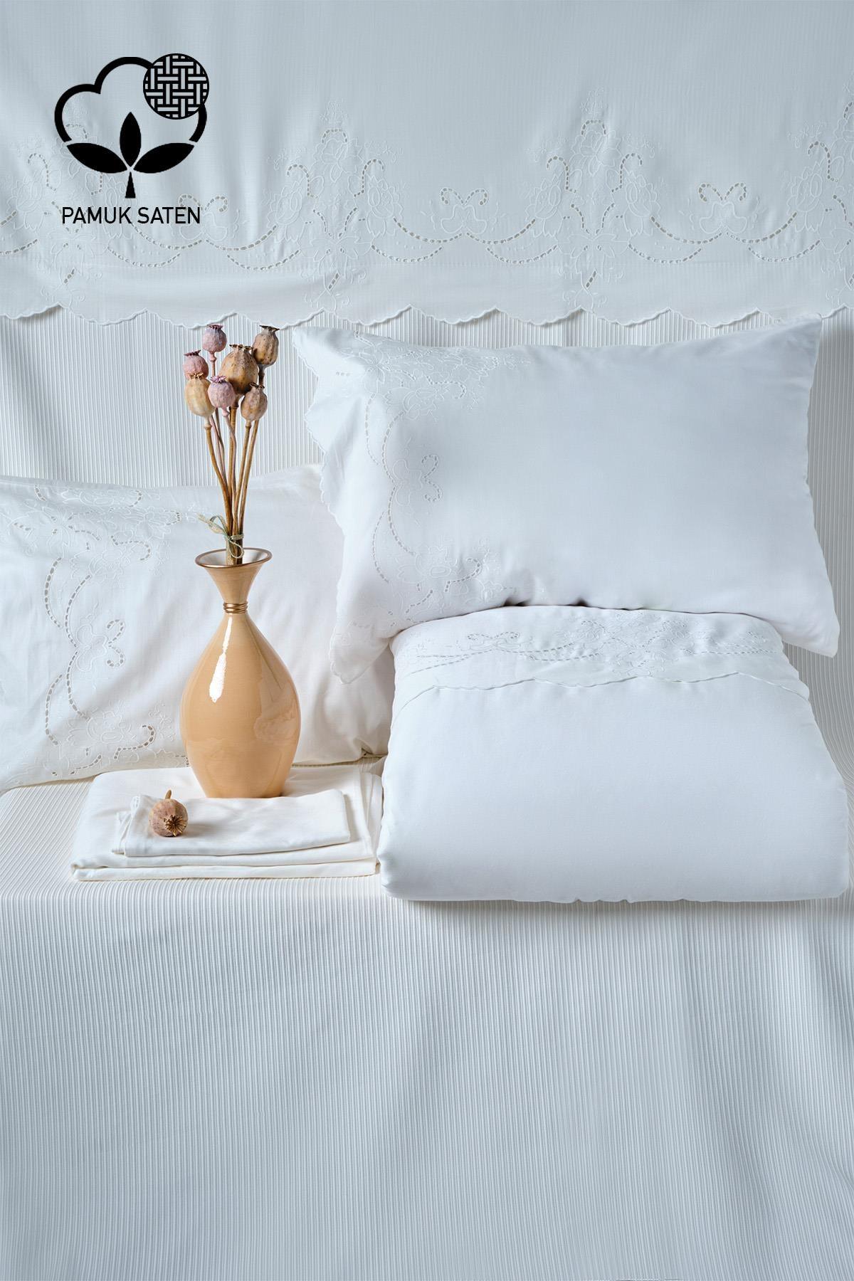 Set copripiumino e copriletto 7 pezzi Hanedan ricamato Super King Size - Nazik Home - Valore alla mia casa!