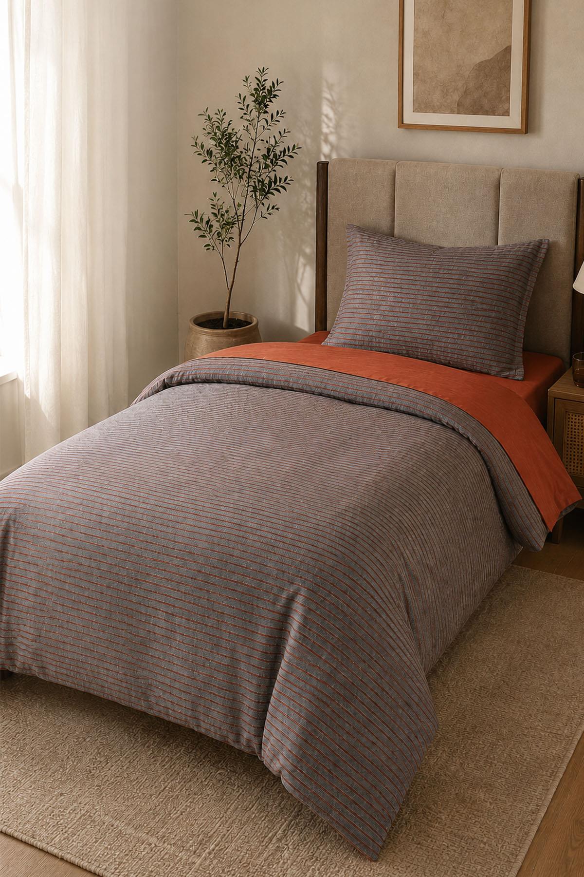 Set di biancheria da letto singolo Lozano a righe, 100% cotone, 3 pezzi