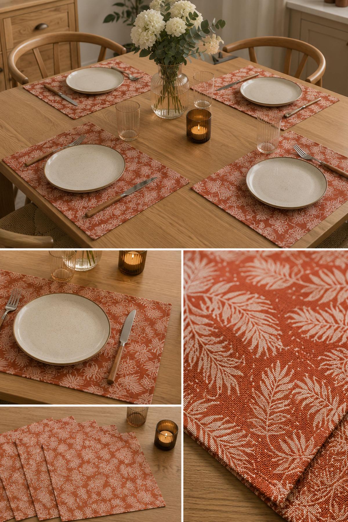 Set 4 Tovagliette Americane Antimacchia e Antiscivolo (35 x 45 cm)