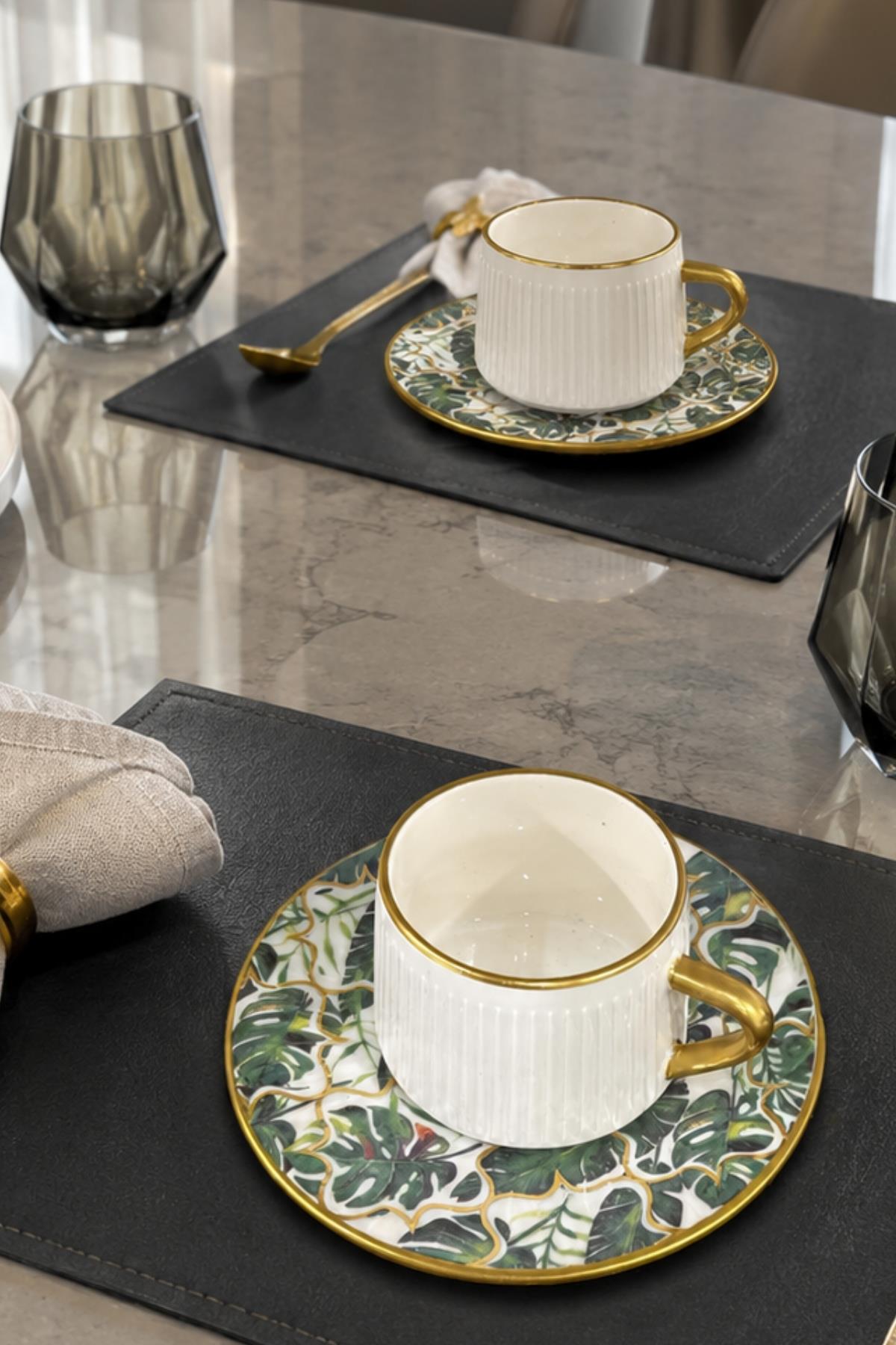Set di 2 tazzine da caffè premium Verde Luxe placcate in oro 24K