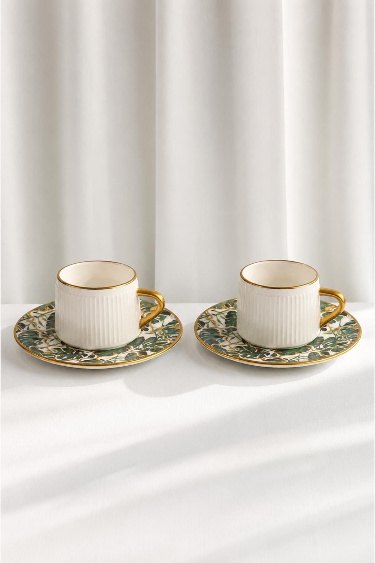 Set di 2 tazzine da caffè premium Verde Luxe placcate in oro 24K