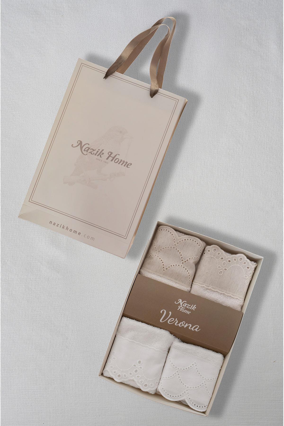 Set di 4 asciugamani da bagno in bambù Verona (30 x 30 cm)