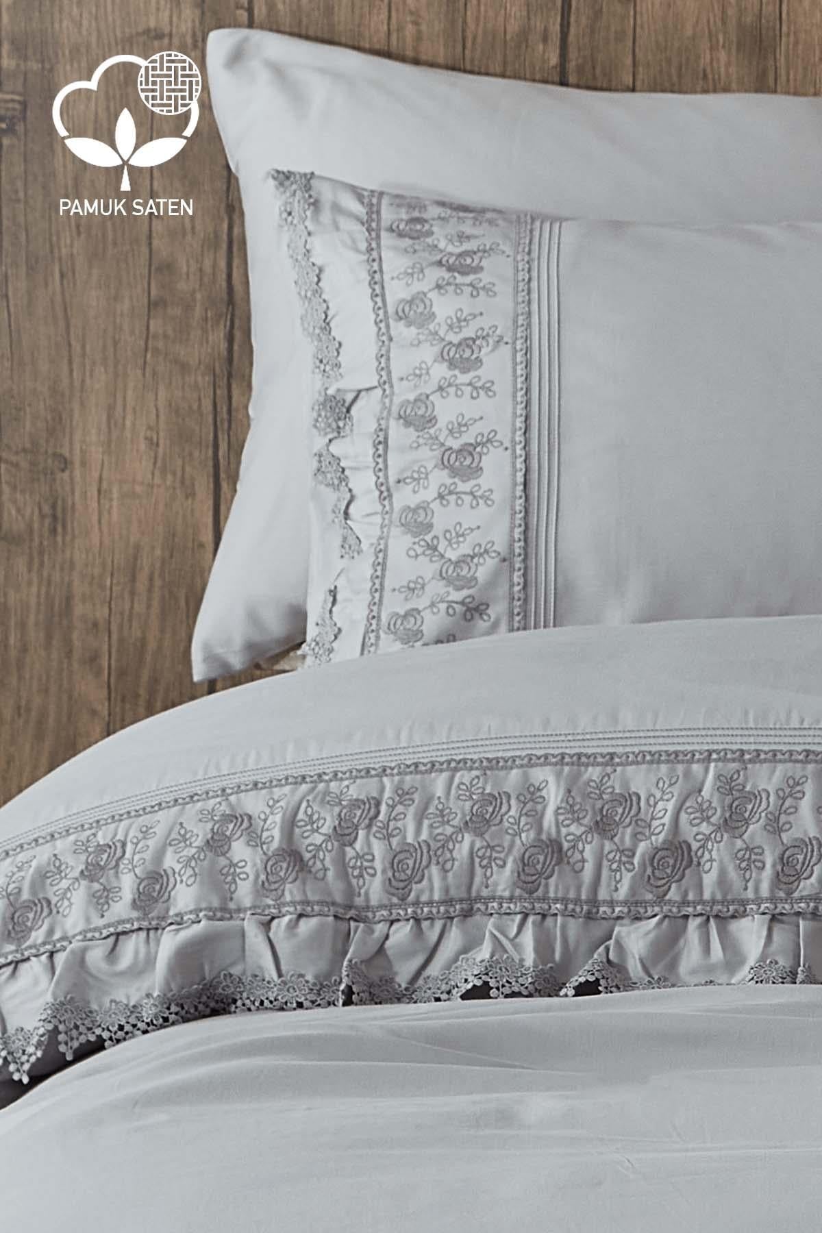 Alina Lace Cotton Satin Double 6-Piece Duvet Cover Set