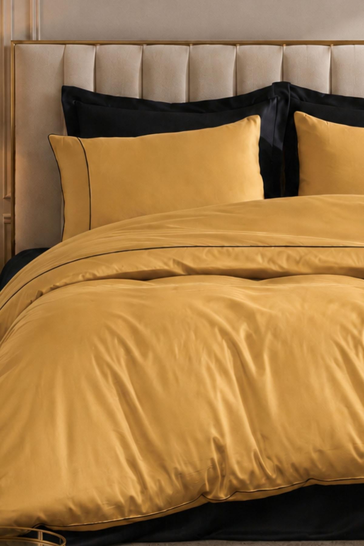 Set copripiumino Alix in raso di cotone con bordino, misura Super King Size, 6 pezzi.