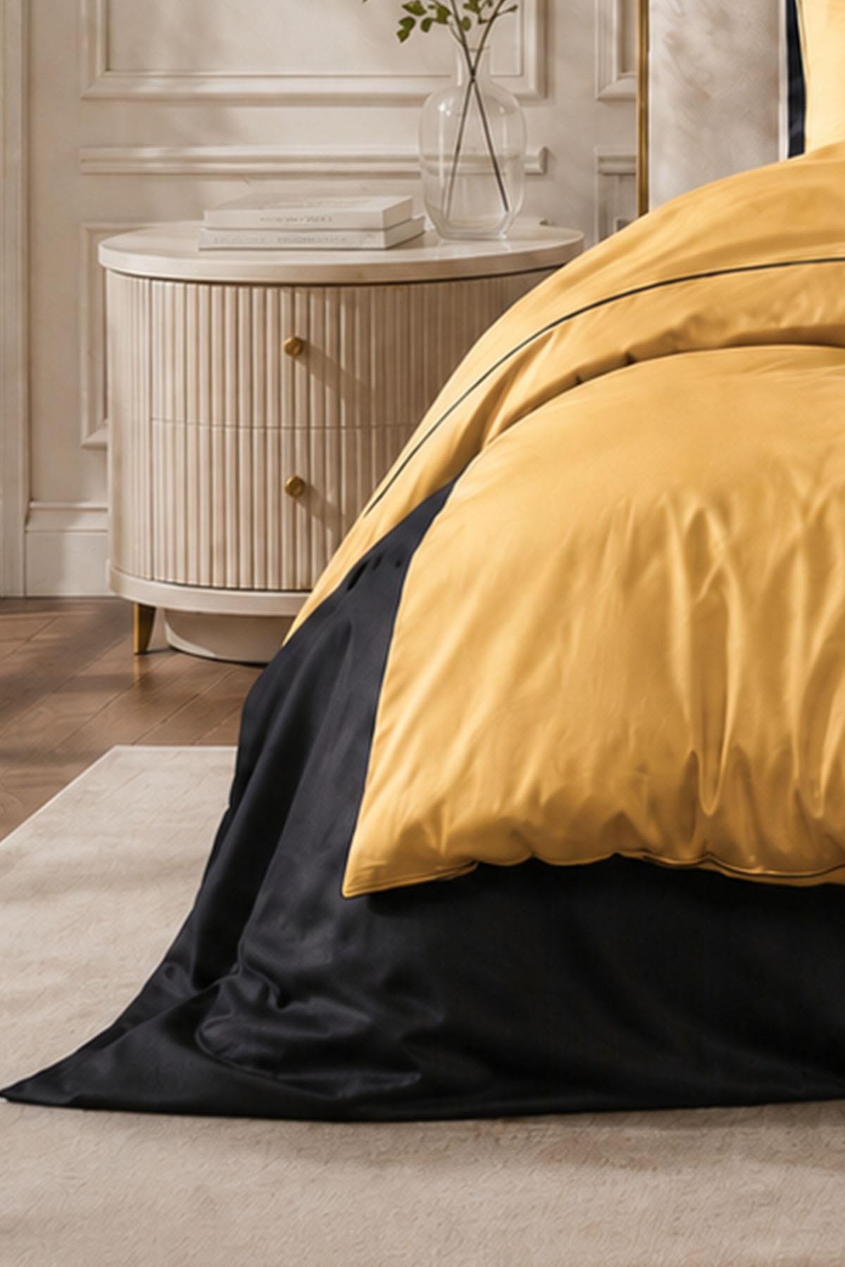 Set copripiumino Alix in raso di cotone con bordino, misura Super King Size, 6 pezzi.
