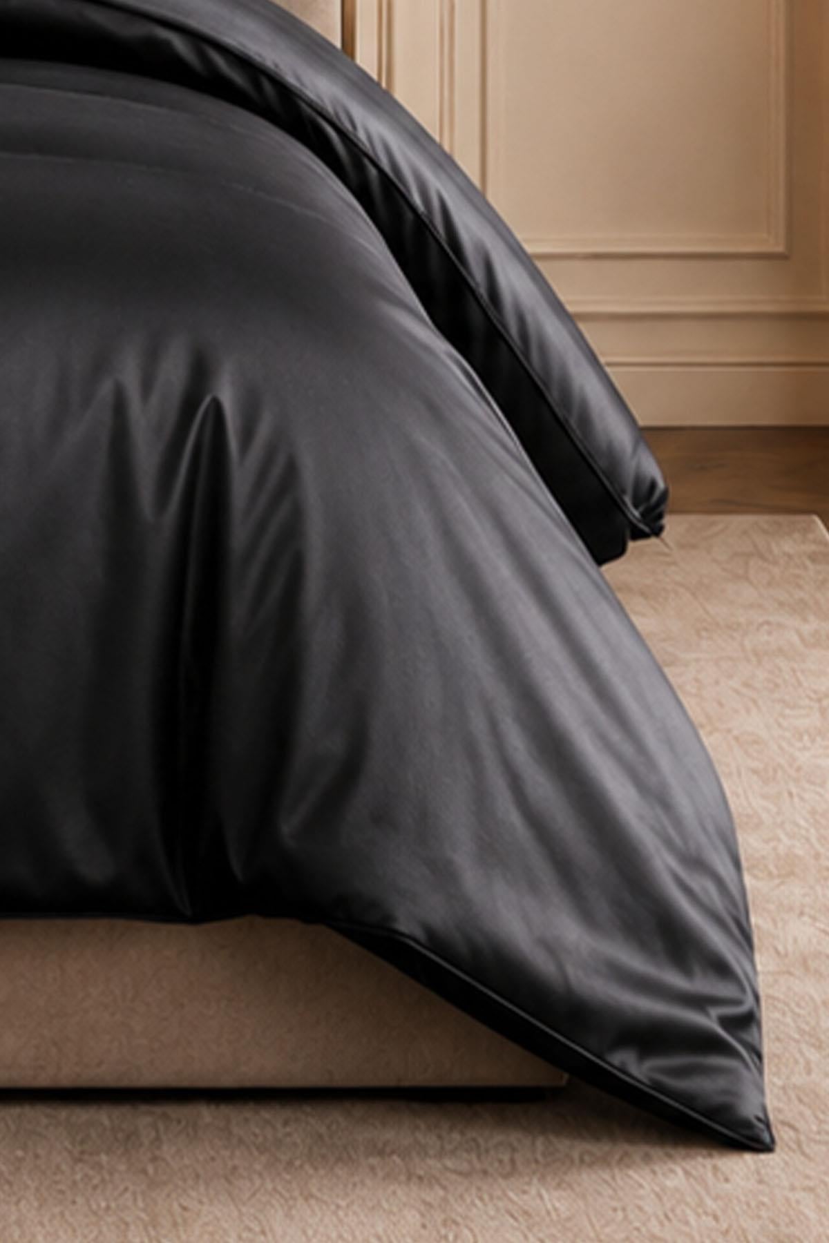 Set copripiumino Alix in raso di cotone con bordino, misura Super King Size, 6 pezzi.