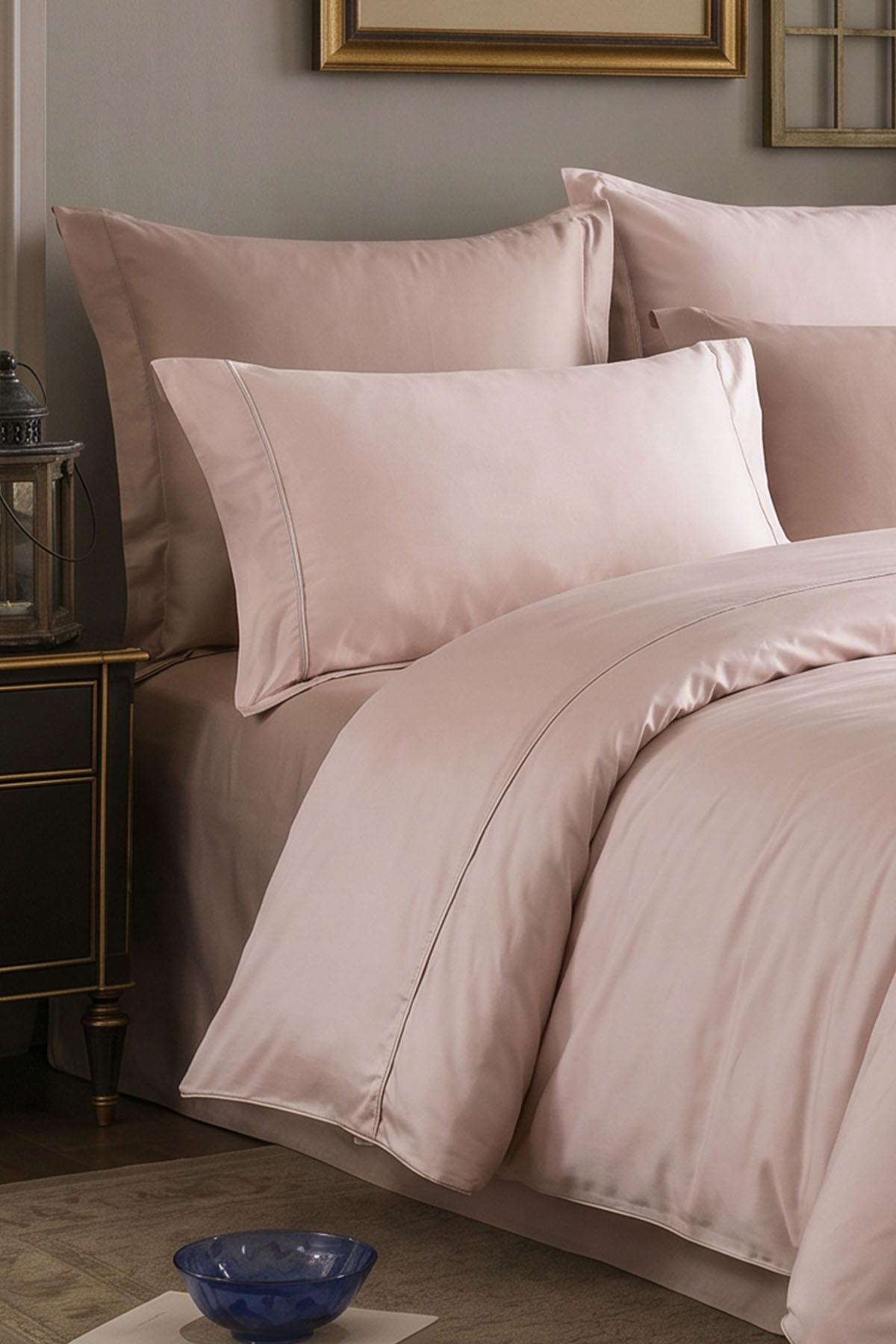 Set copripiumino Alix in raso di cotone con bordino, misura Super King Size, 6 pezzi.