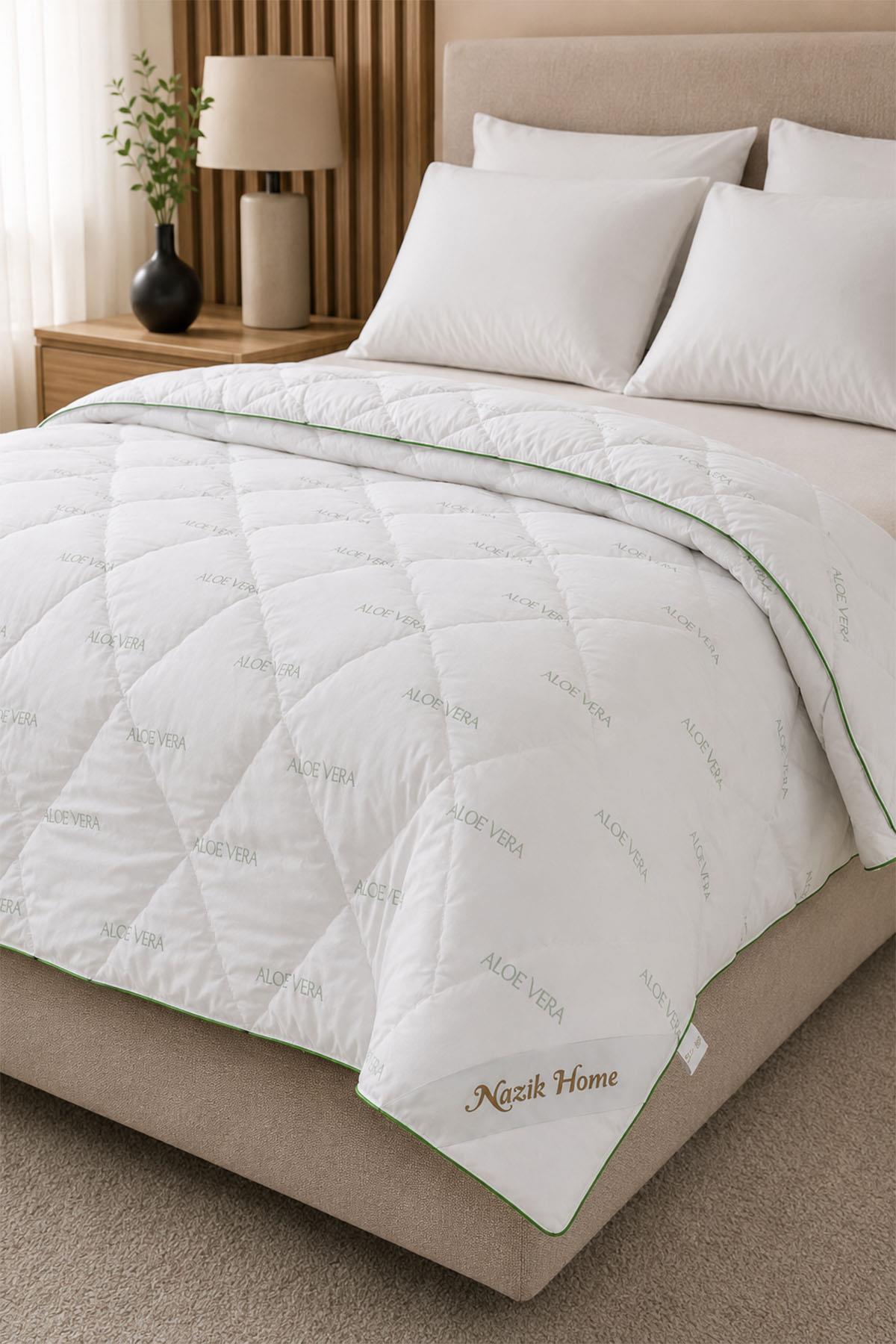 Piumino singolo con bordo in Aloe Vera (155 x 215 cm)