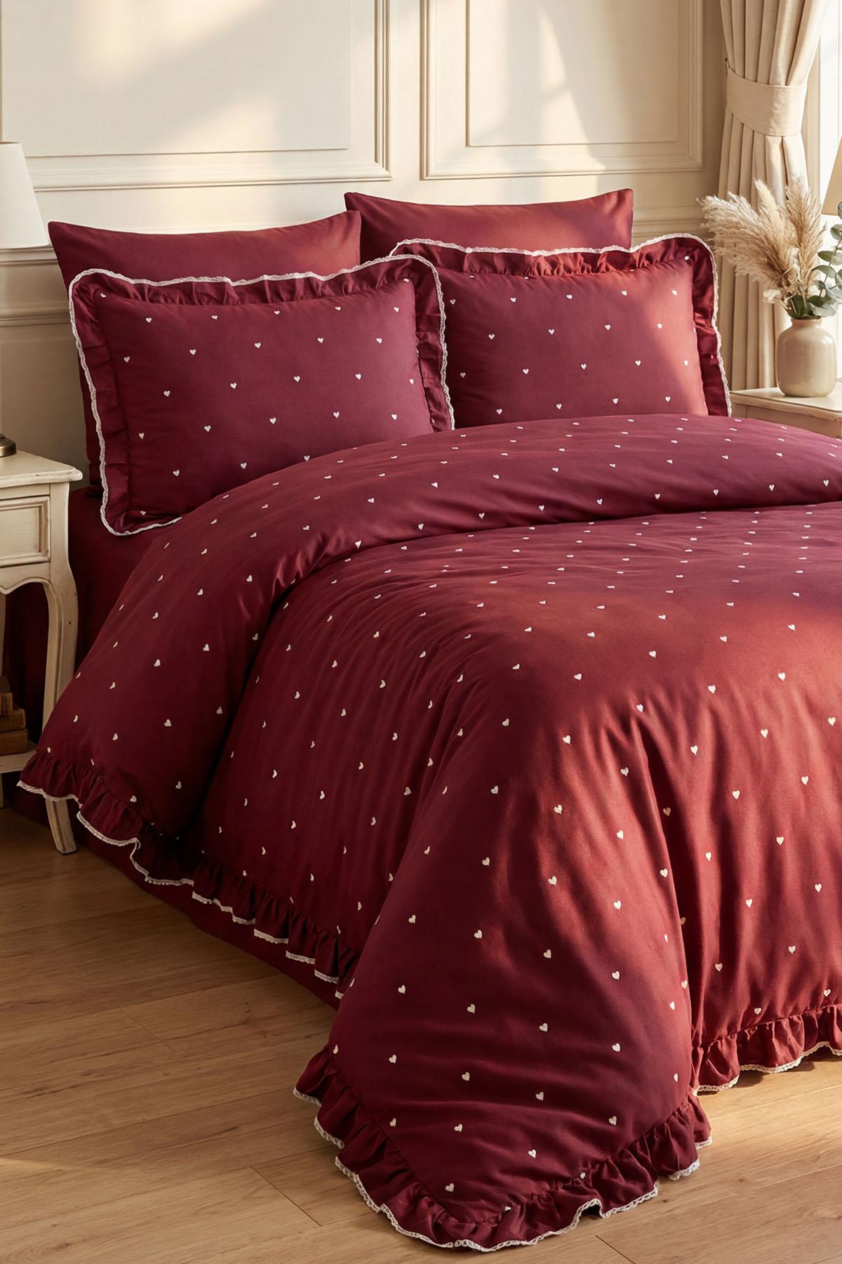 Amore Cotton Satin Double Heart Duvet Cover Set