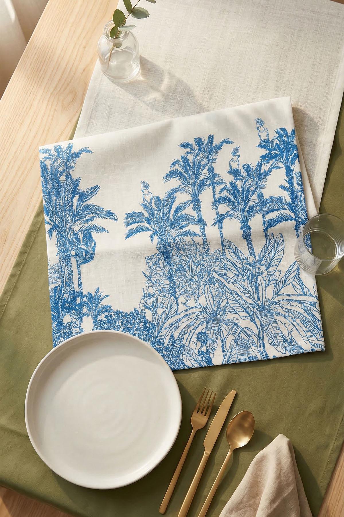 Runner antimacchia con motivo botanico (40 x 140 cm)