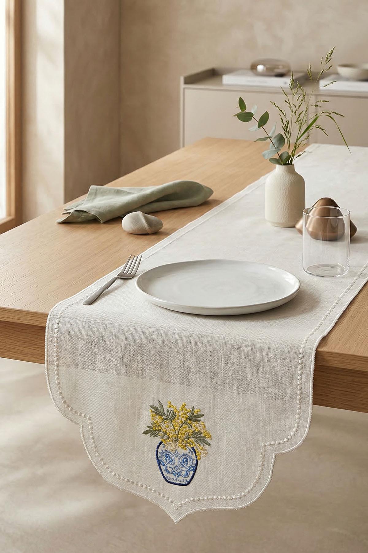 Runner antimacchia con motivo a piastrelle (40 x 140 cm)