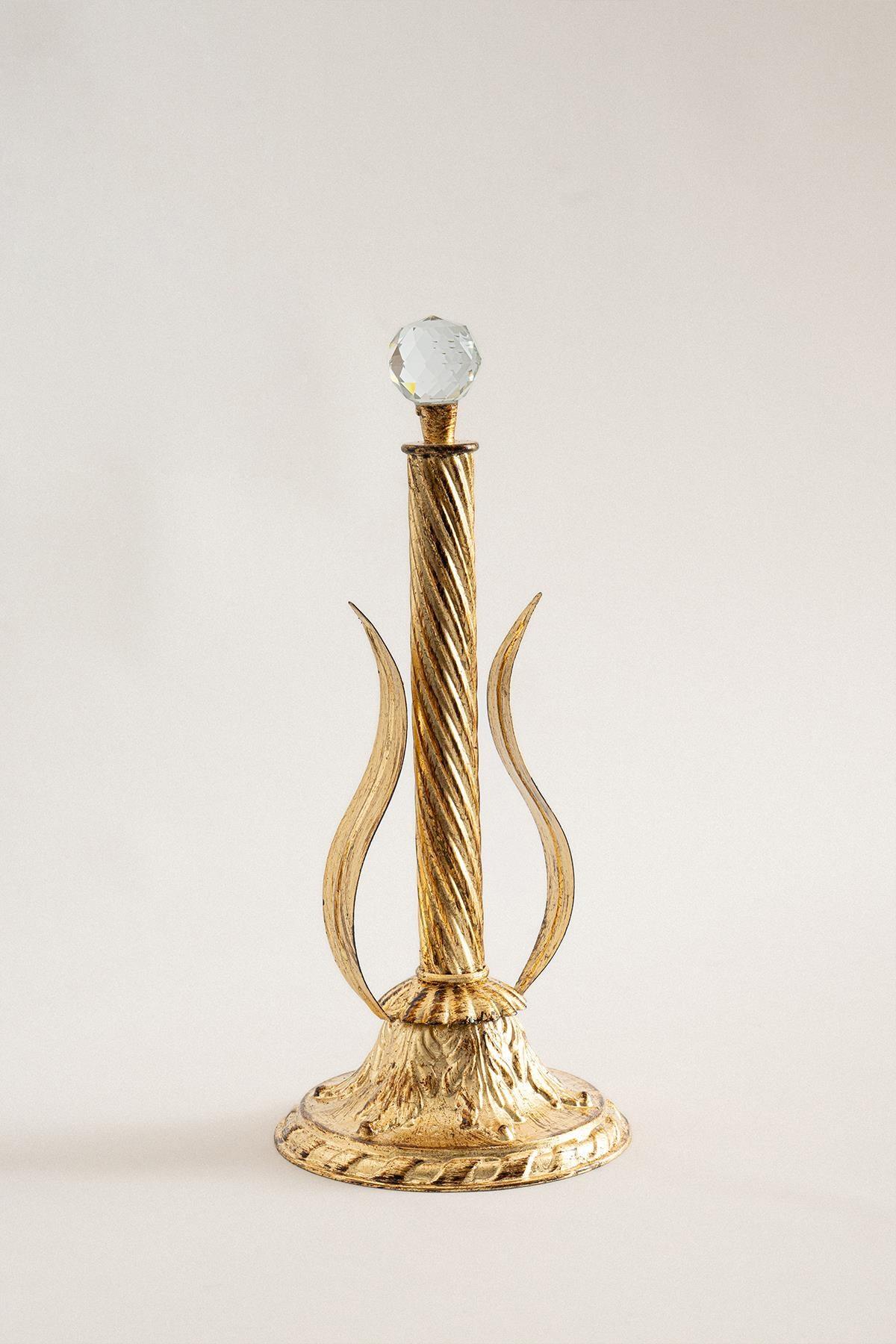 Portarotolo di carta con dettagli in foglia oro Crystal - Nazik Home - Dai valore alla tua casa!