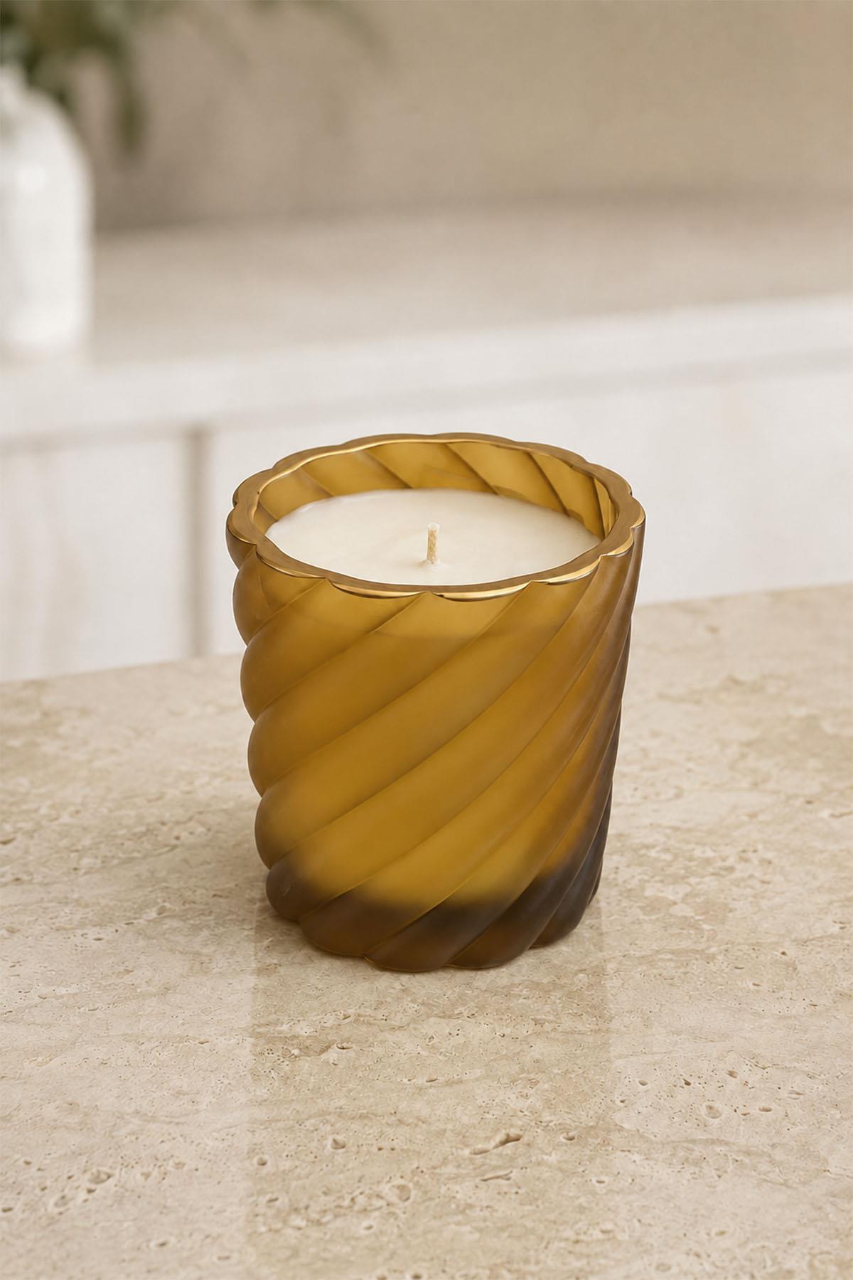 Candela a spirale Devin Amber-Oro (10 cm)