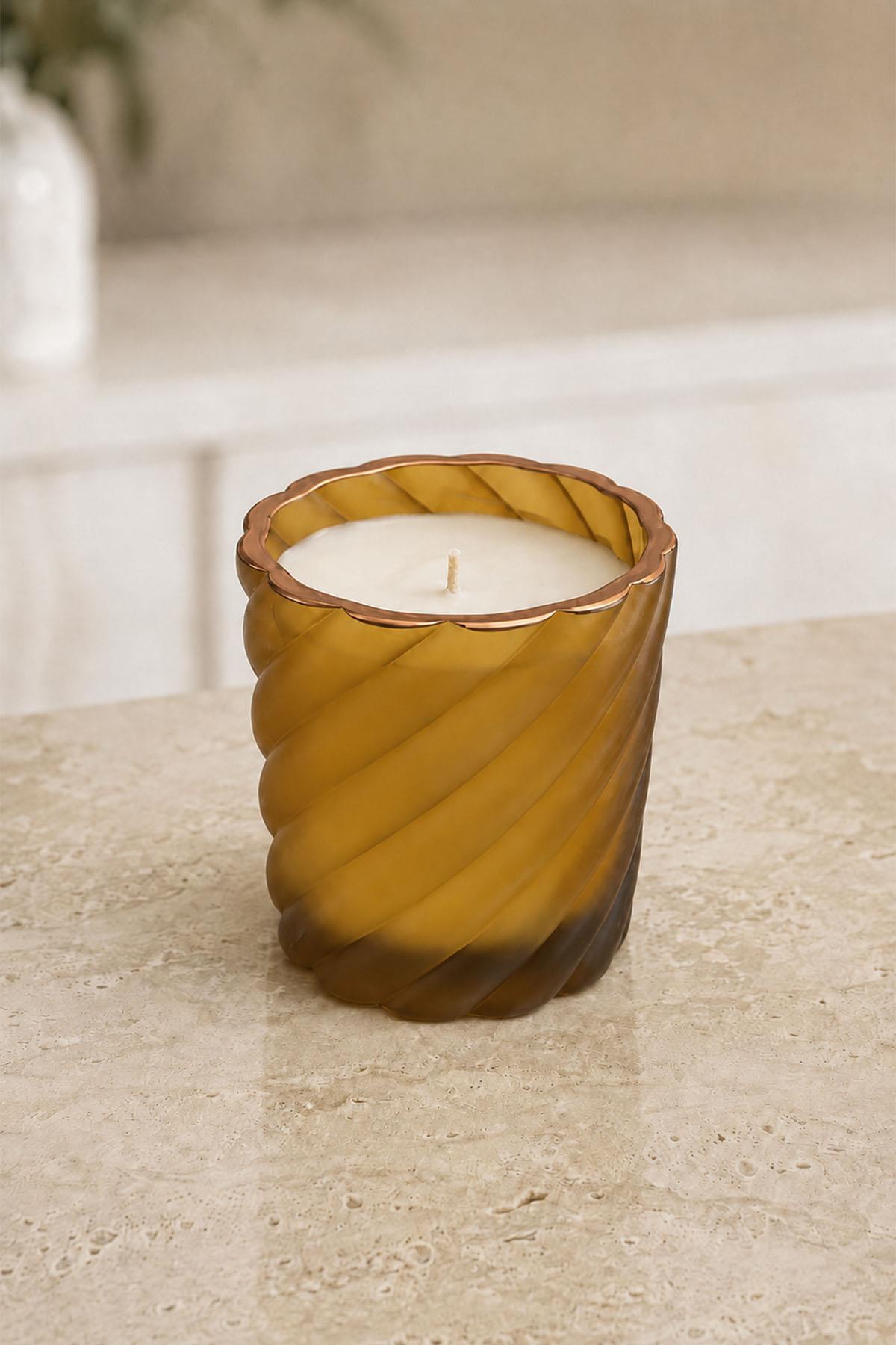 Candela a spirale Devin Amber-Rame (10 cm)