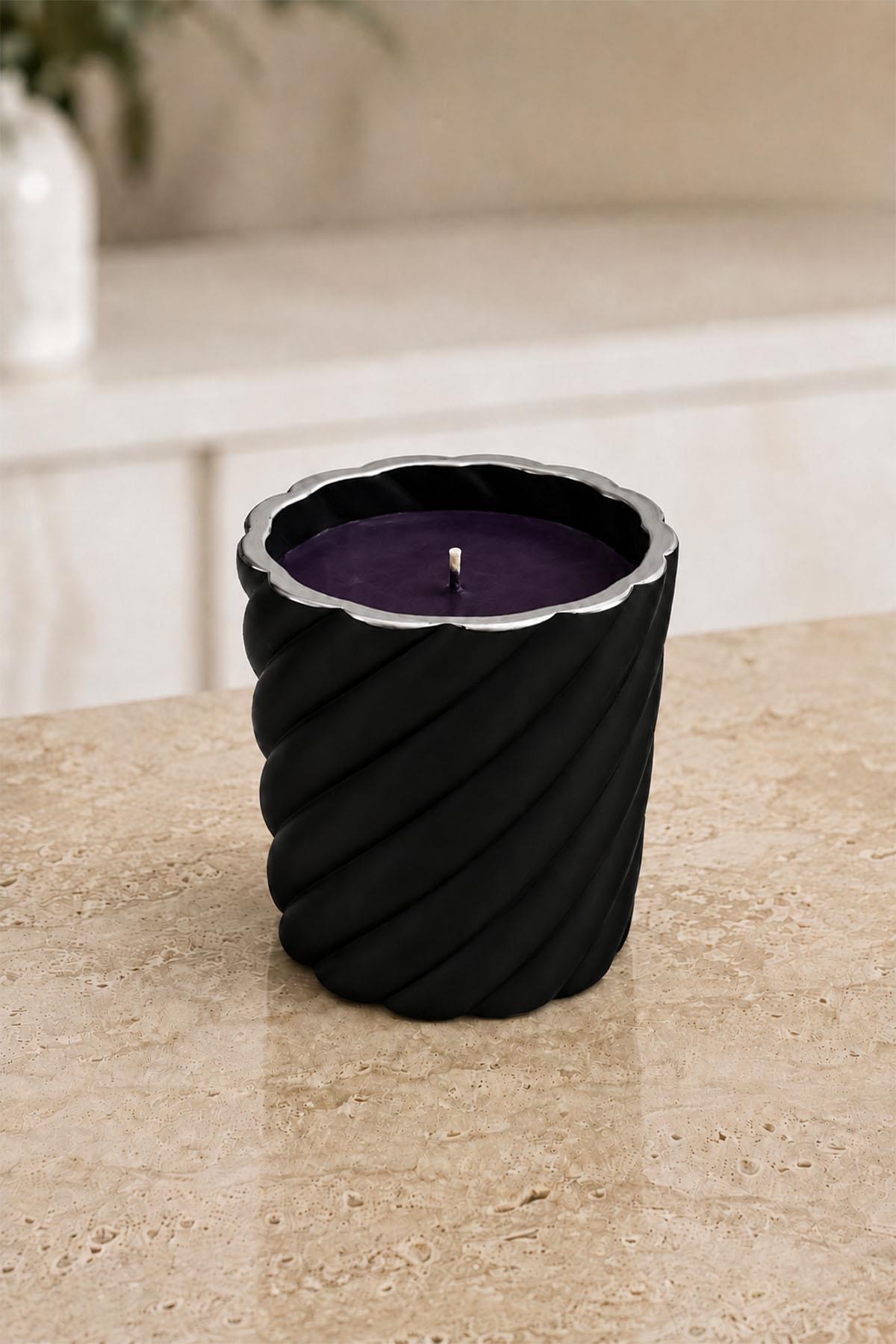 Candela a spirale Devin nera e argento (10 cm)