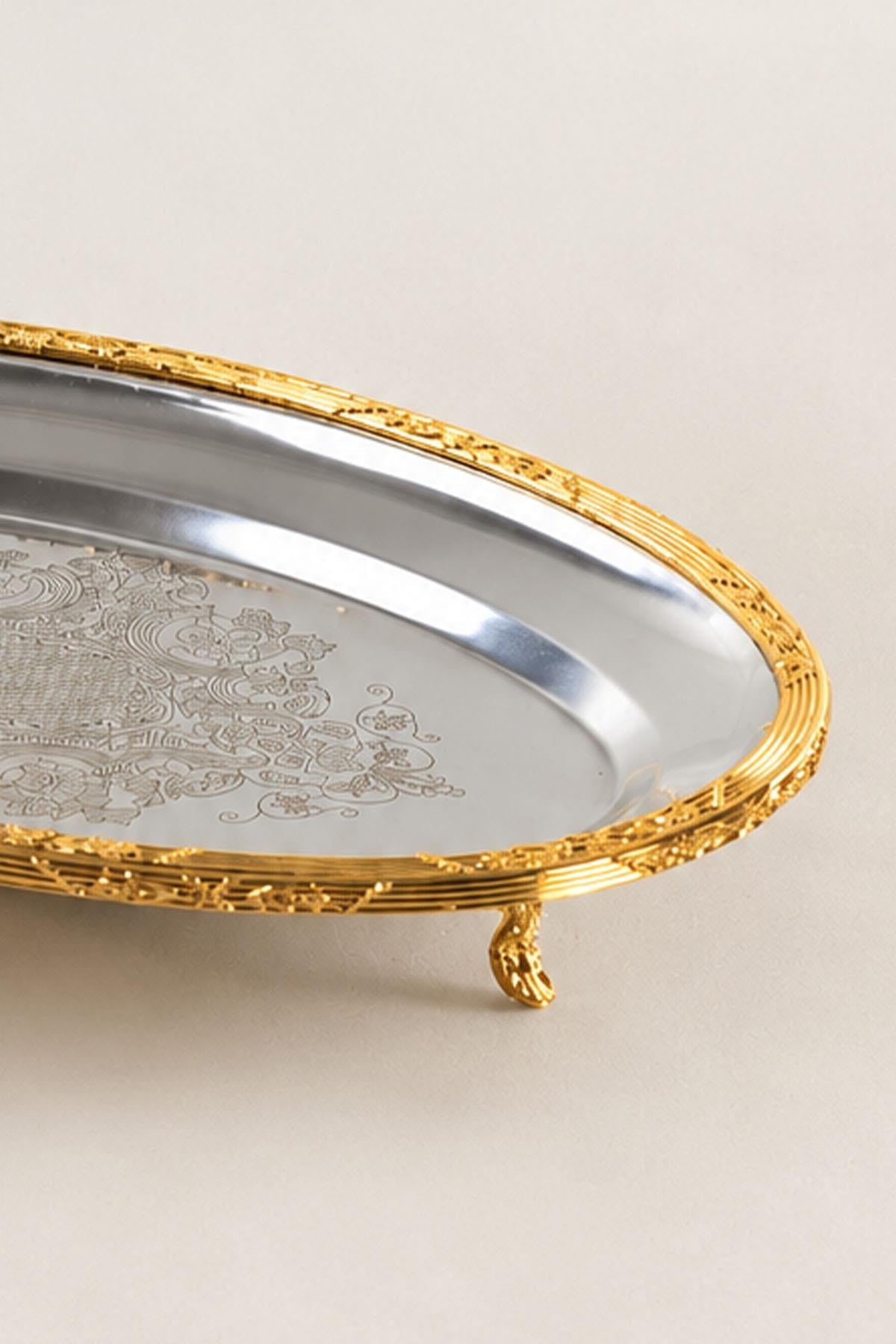 Kessa Gold Detailed Oval Serving Tray (35 cm)