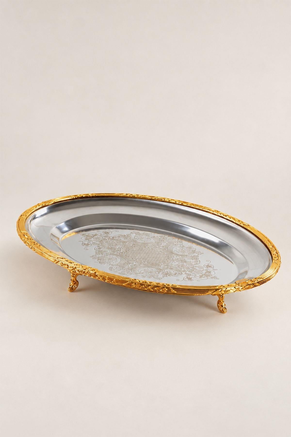 Kessa Gold Detailed Oval Serving Tray (38 cm)