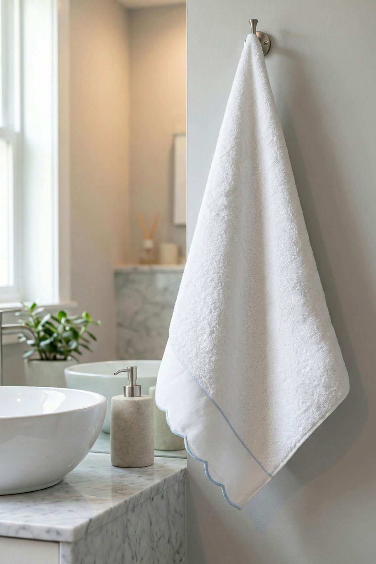 Asciugamano viso Elora con ricamo a righe (50 x 90 cm)