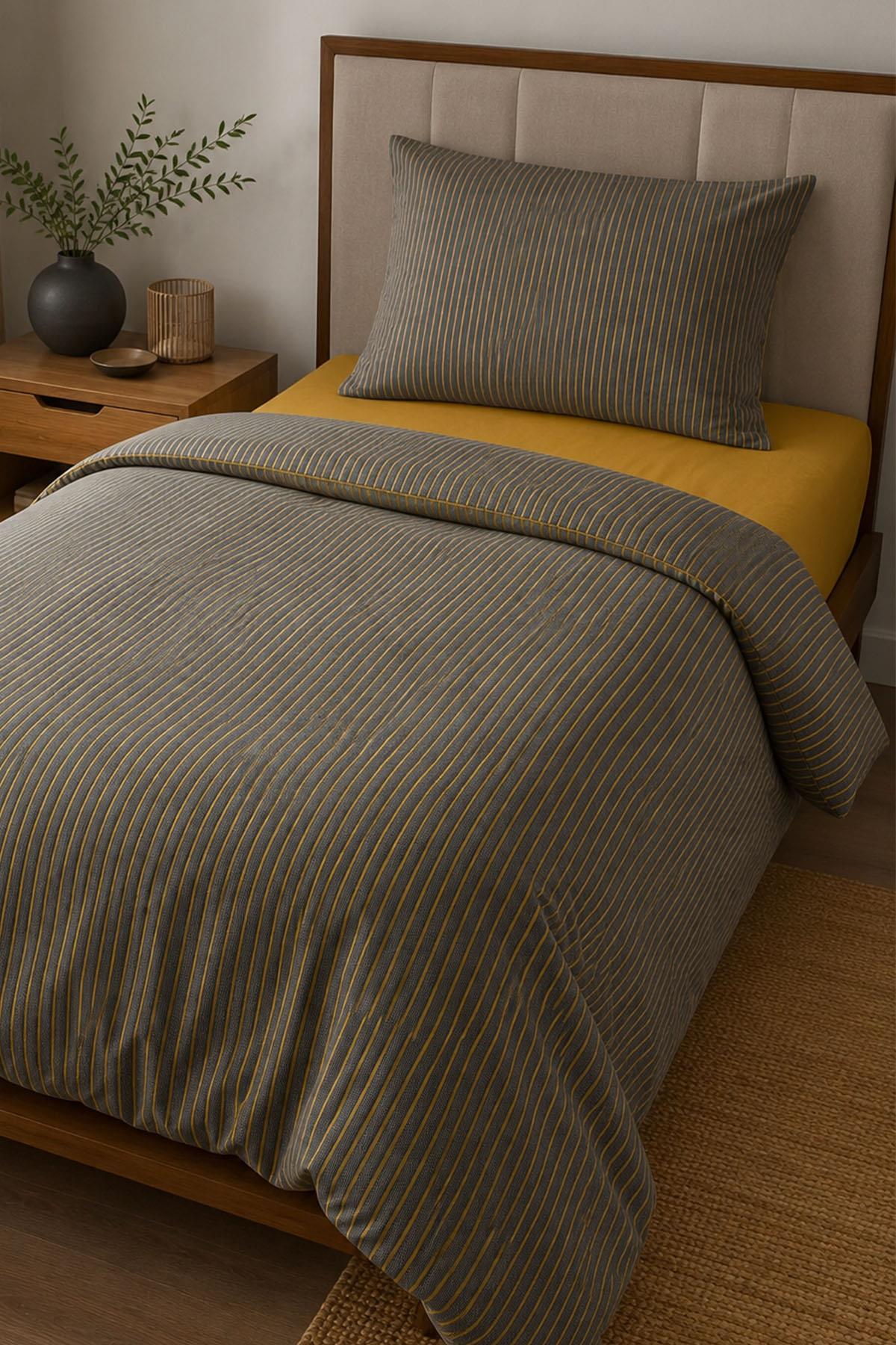 Set di biancheria da letto singolo Lozano a righe, 100% cotone, 3 pezzi