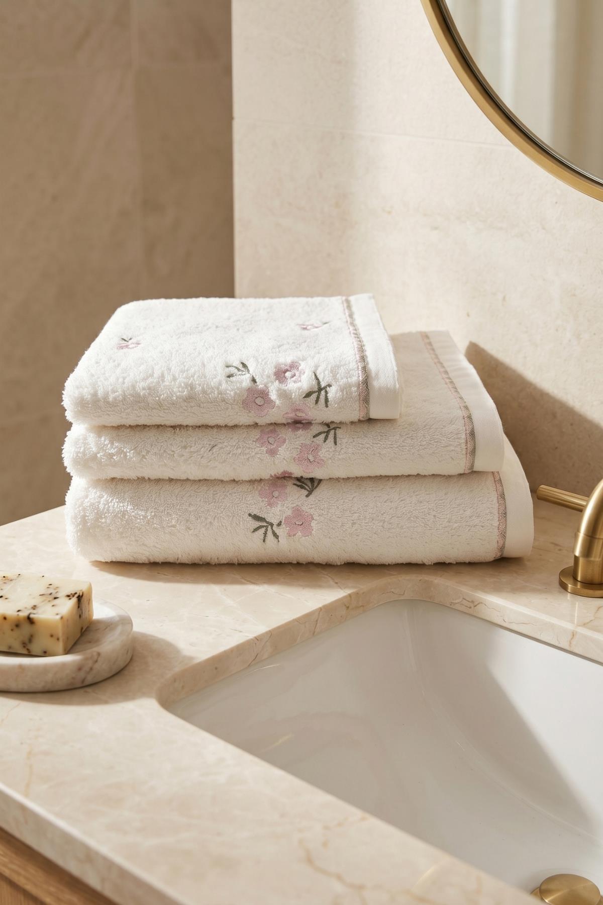 Nadia Daisy Embroidered Bath Towel (90 x 150 cm)