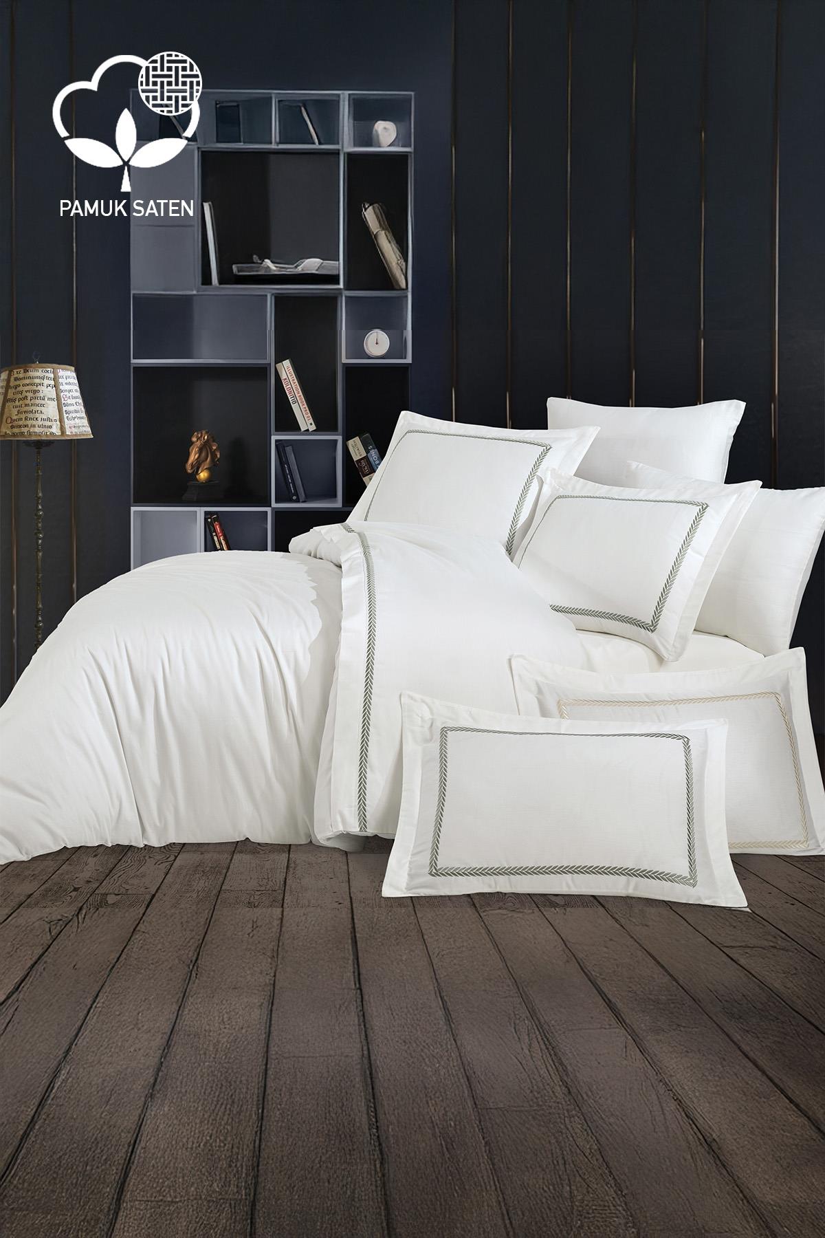 Olimpos Embroidered Cotton Satin King Size 6-Piece Duvet Cover Set