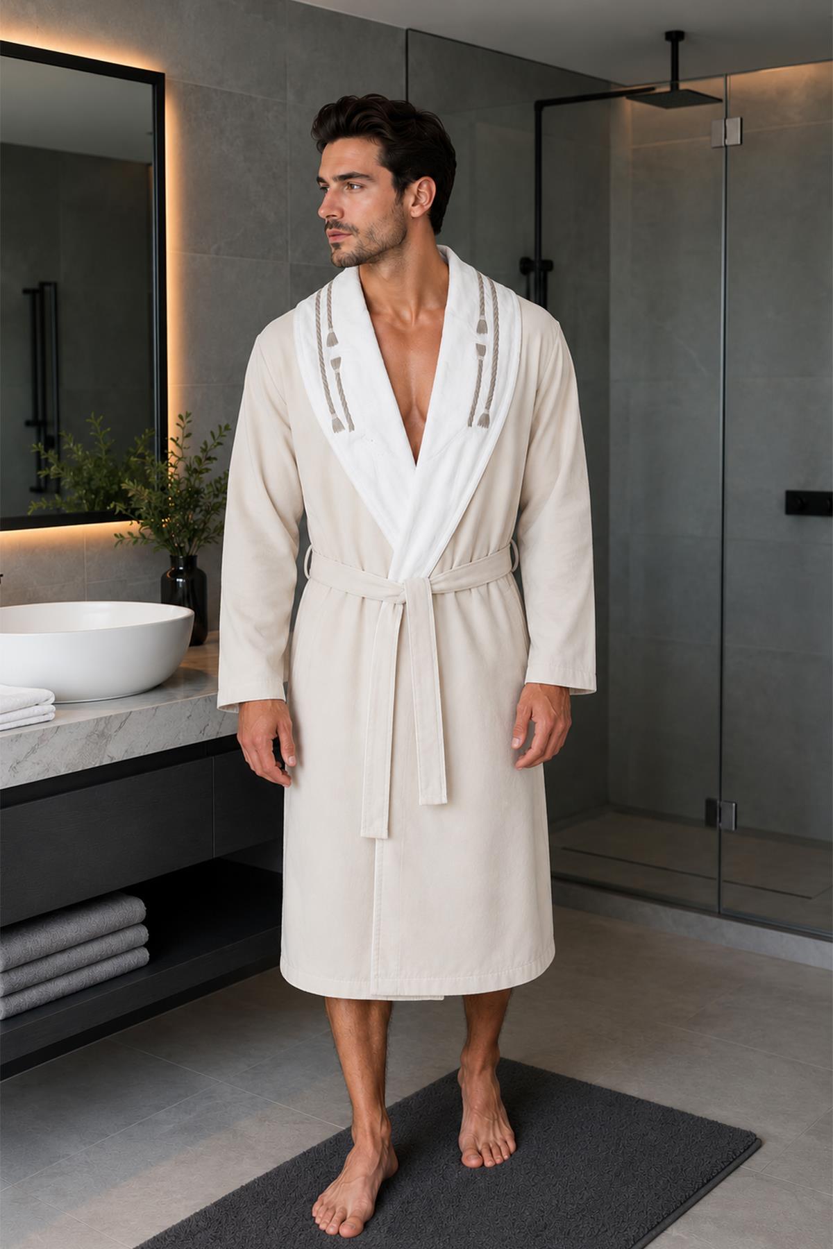 Accappatoio da uomo in pile Welsoft, 100% assorbente, Rom