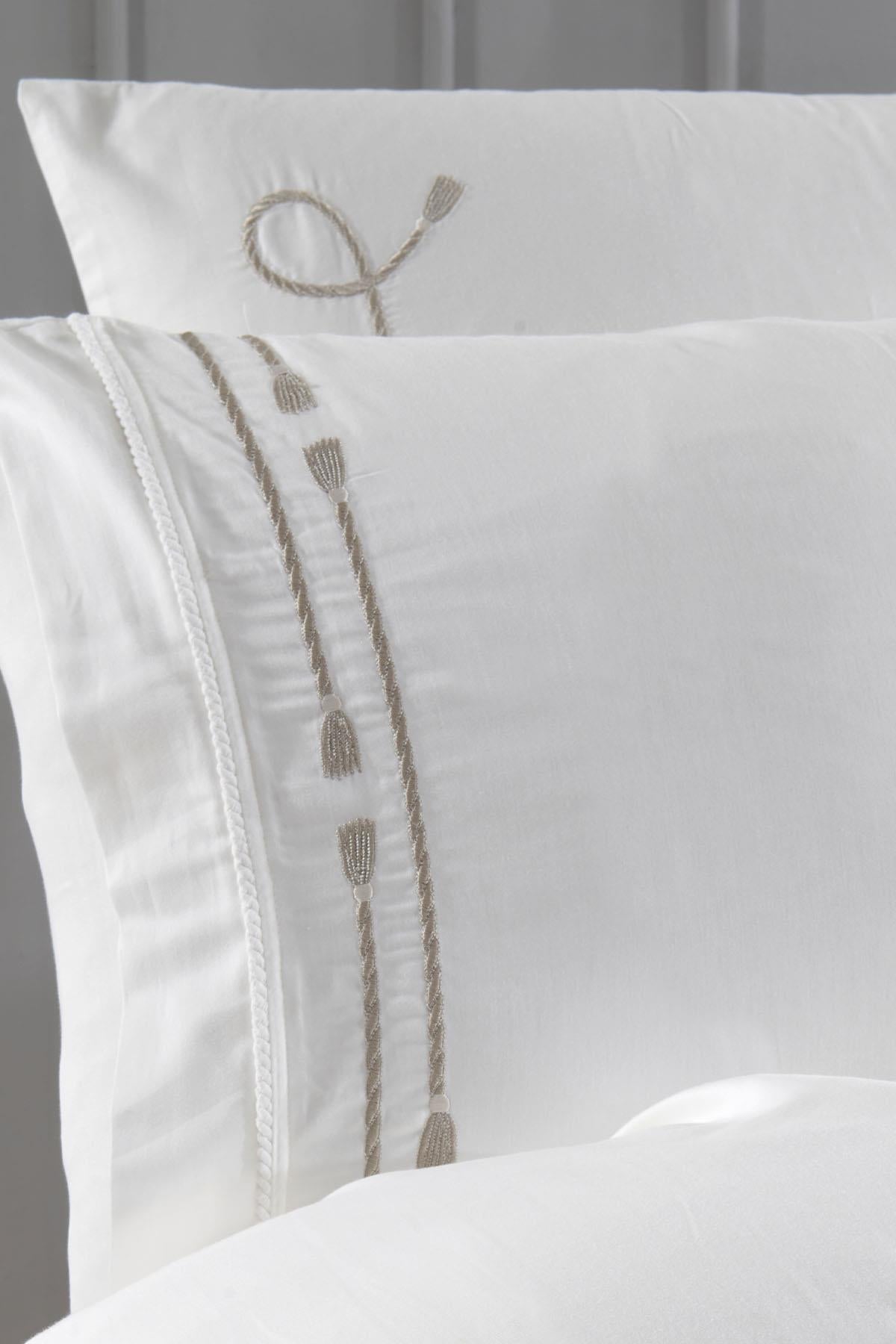 Set copripiumino Rom in raso di cotone ricamato, misura Super King Size, 6 pezzi.