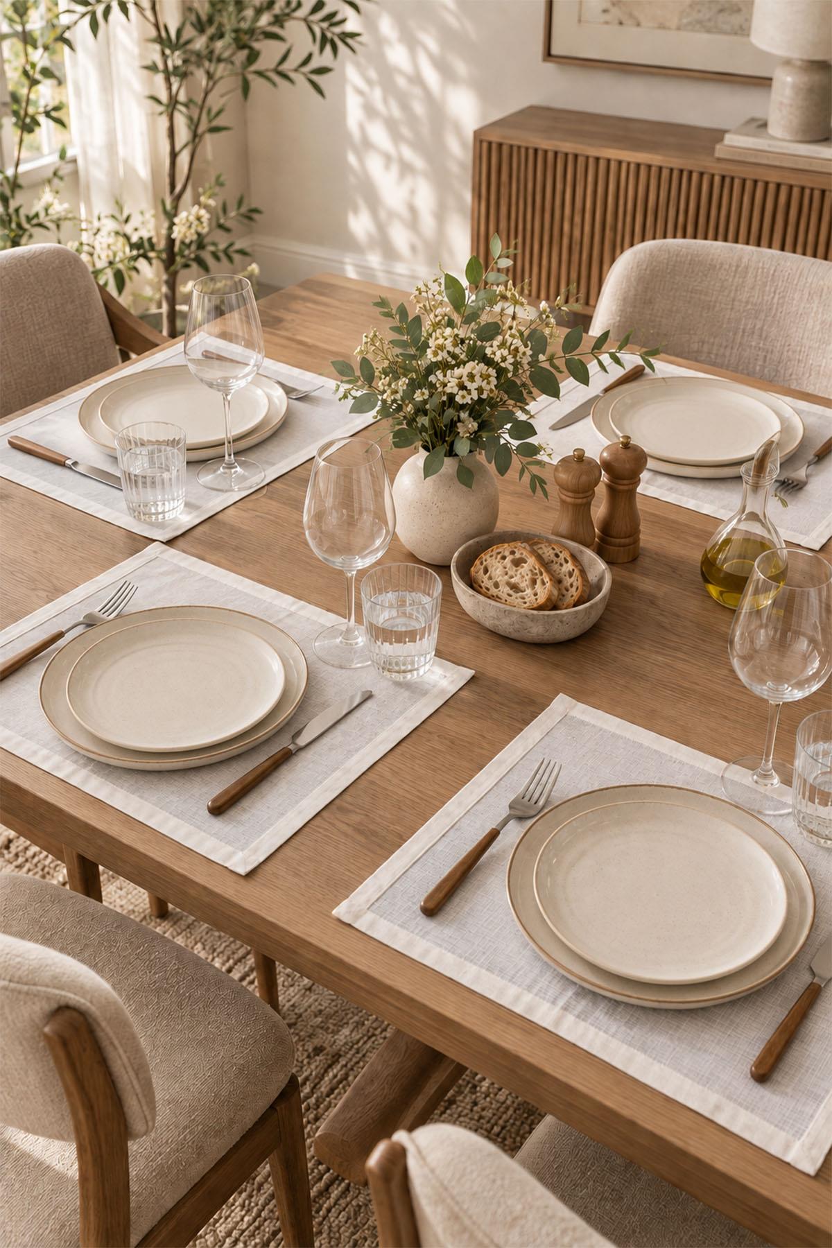 Set di 4 tovagliette Run Plain antimacchia e facili da usare (35 x 45 cm)