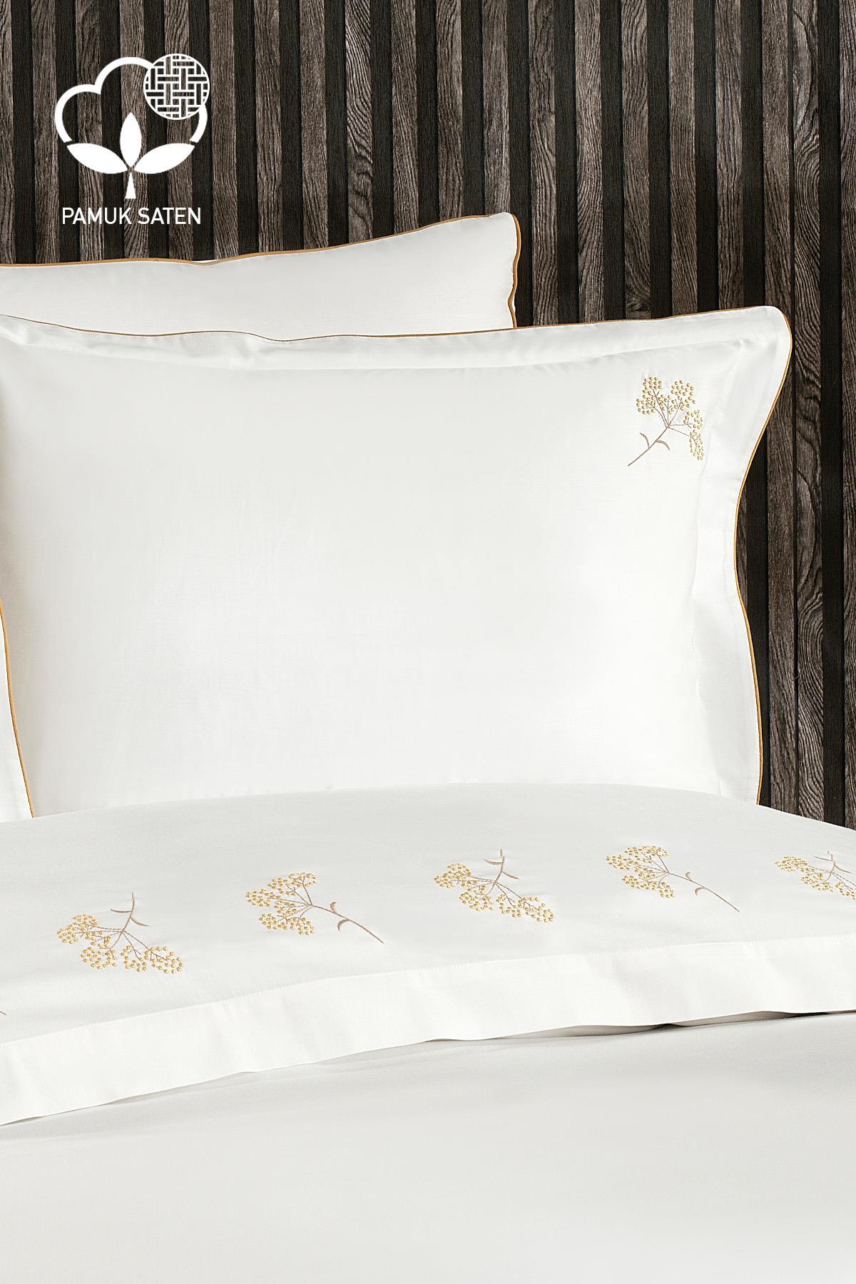 Set di biancheria da letto in raso di cotone a 6 pezzi Sementa con ricamo floreale, super king size - Nazik Home - Valore alla mia casa!